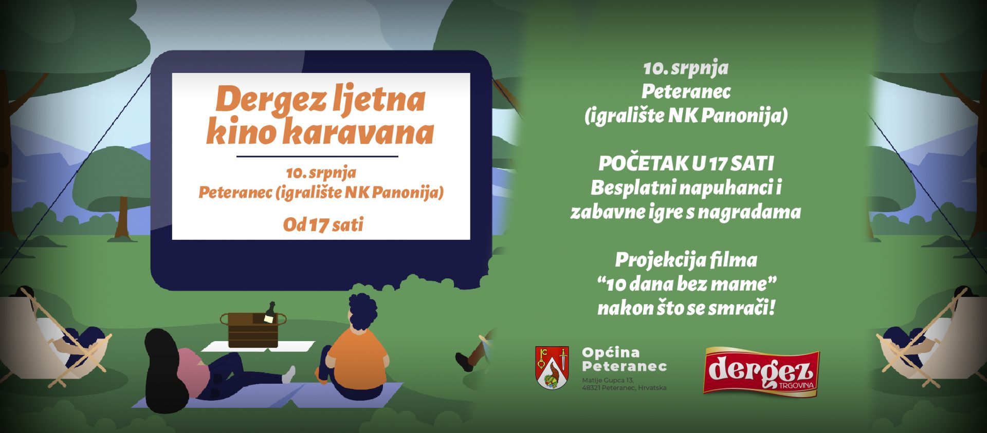 Dergez i Općina Peteranec vas pozivaju na kino na otvorenom u Peterancu